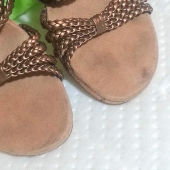 Unlisted braided bronze faux leather strap cork wedge sandals - Picture 6 of 7